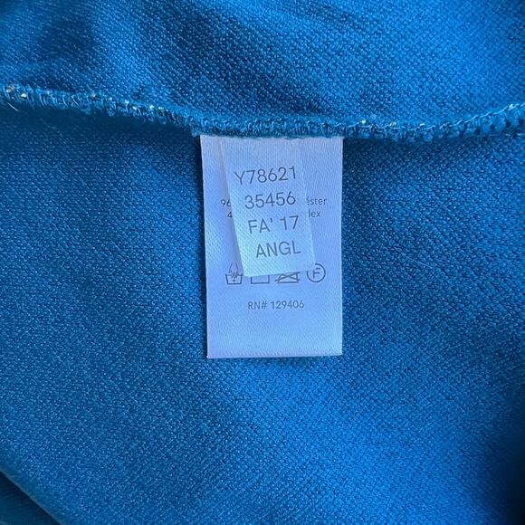 Venus Party Dress Medium Teal & Metallic Gold Asymmetrical Flare Sleeve Holiday - Picture 16 of 16